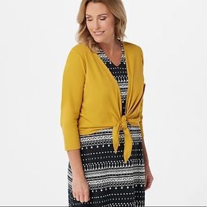 NWT - Denim & Co. Jersey 3/4 Sleeve Self Tie Shrug 3X